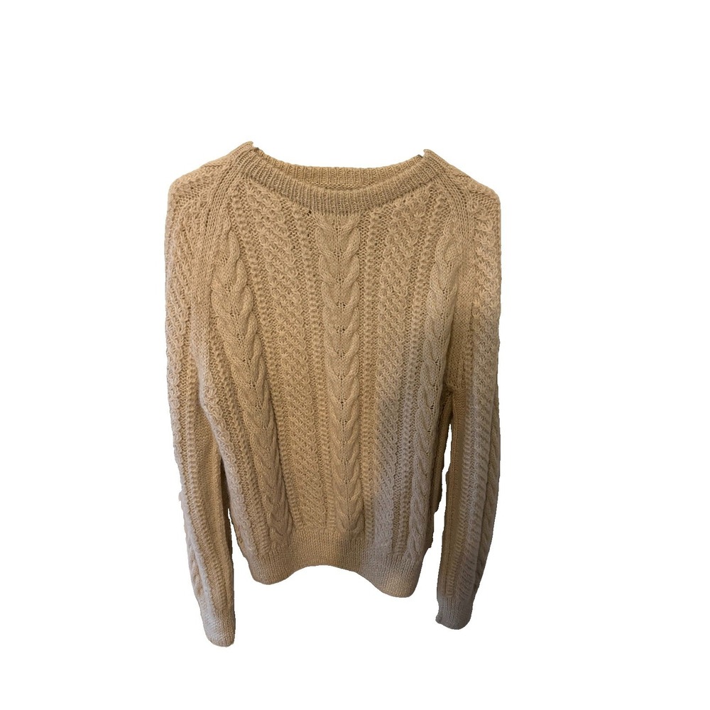 Vintage 100% Alpaca Wool handknitted Aran Fishermans Sweater Womans M